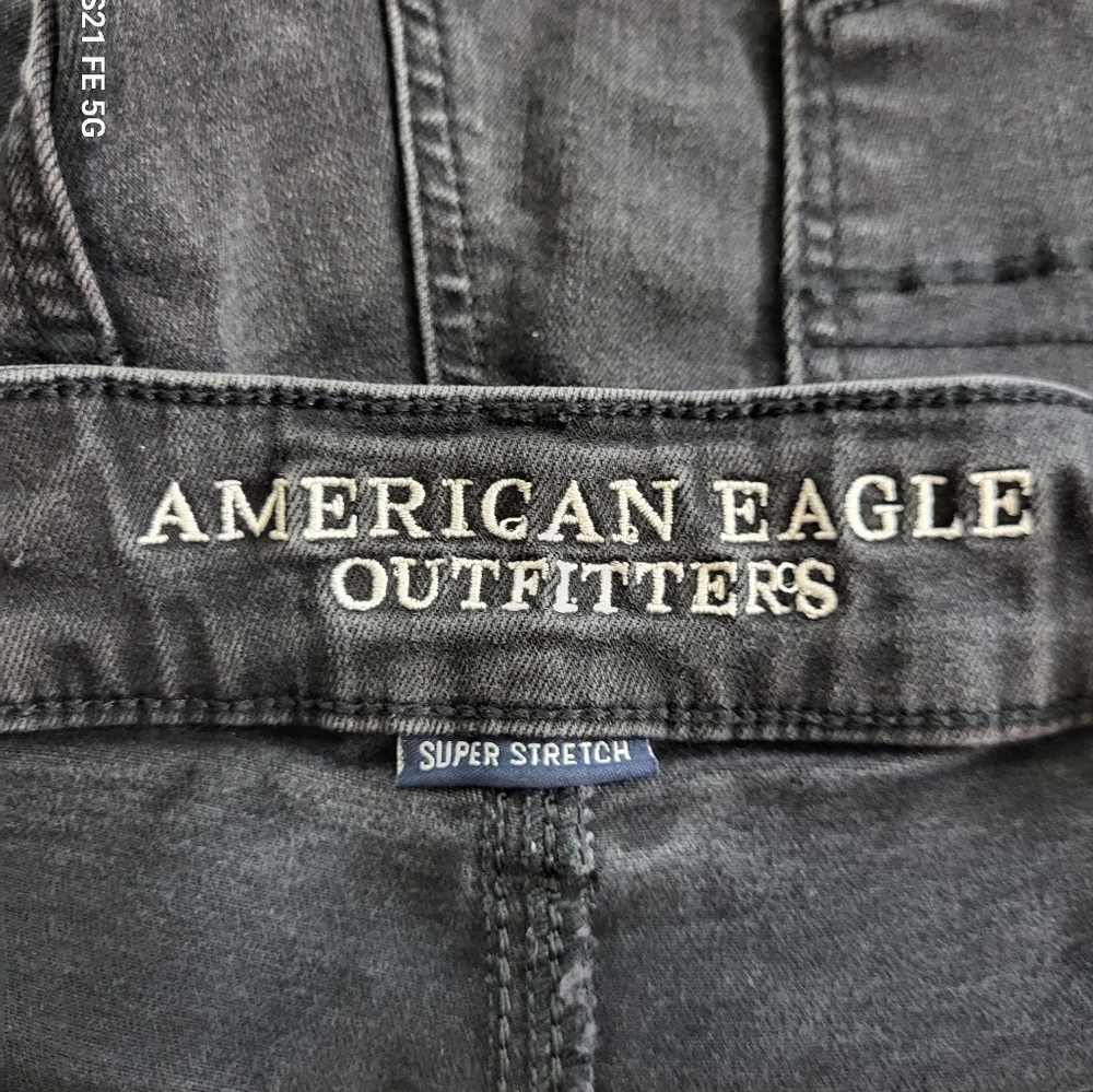 AEO Black Distressed Hi-Rise Shortie Short Size 8 - Picture 3 of 5